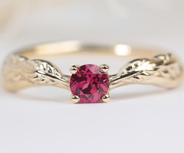 Ember Ruby Leaf Engagement Ring
