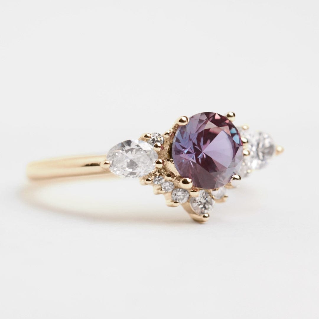 Alexandrite and lab diamond cluster engagement ring - Vinny & Charles