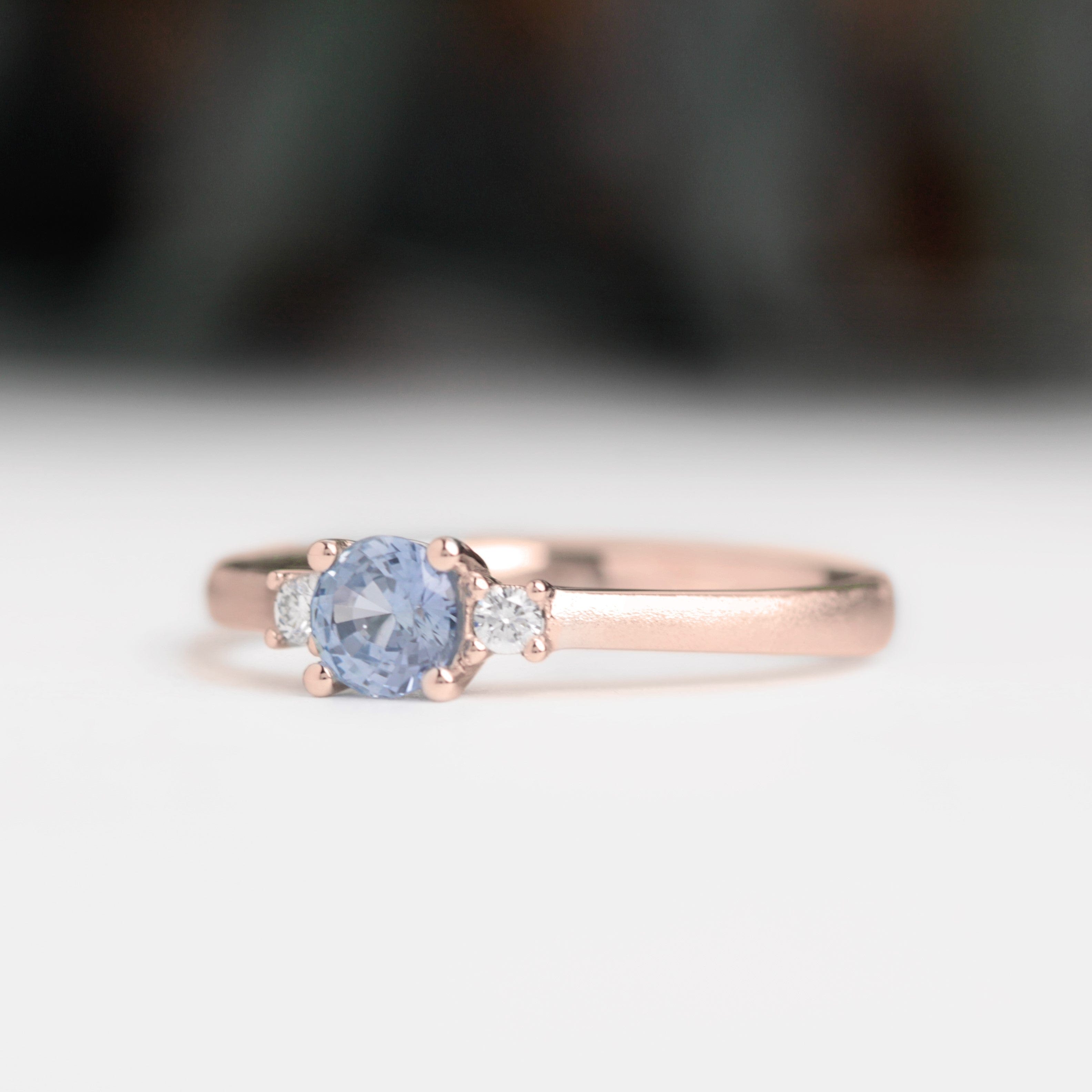 aquamarine blue sapphire diamond engagement ring rose gold