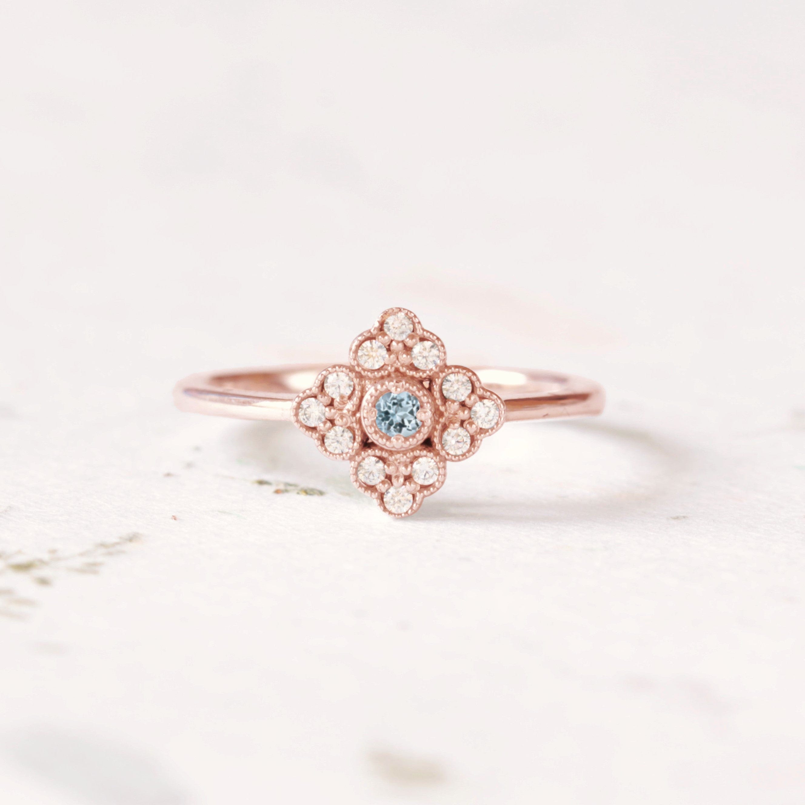 Antique style Aquamarine engagement ring - Vinny & Charles
