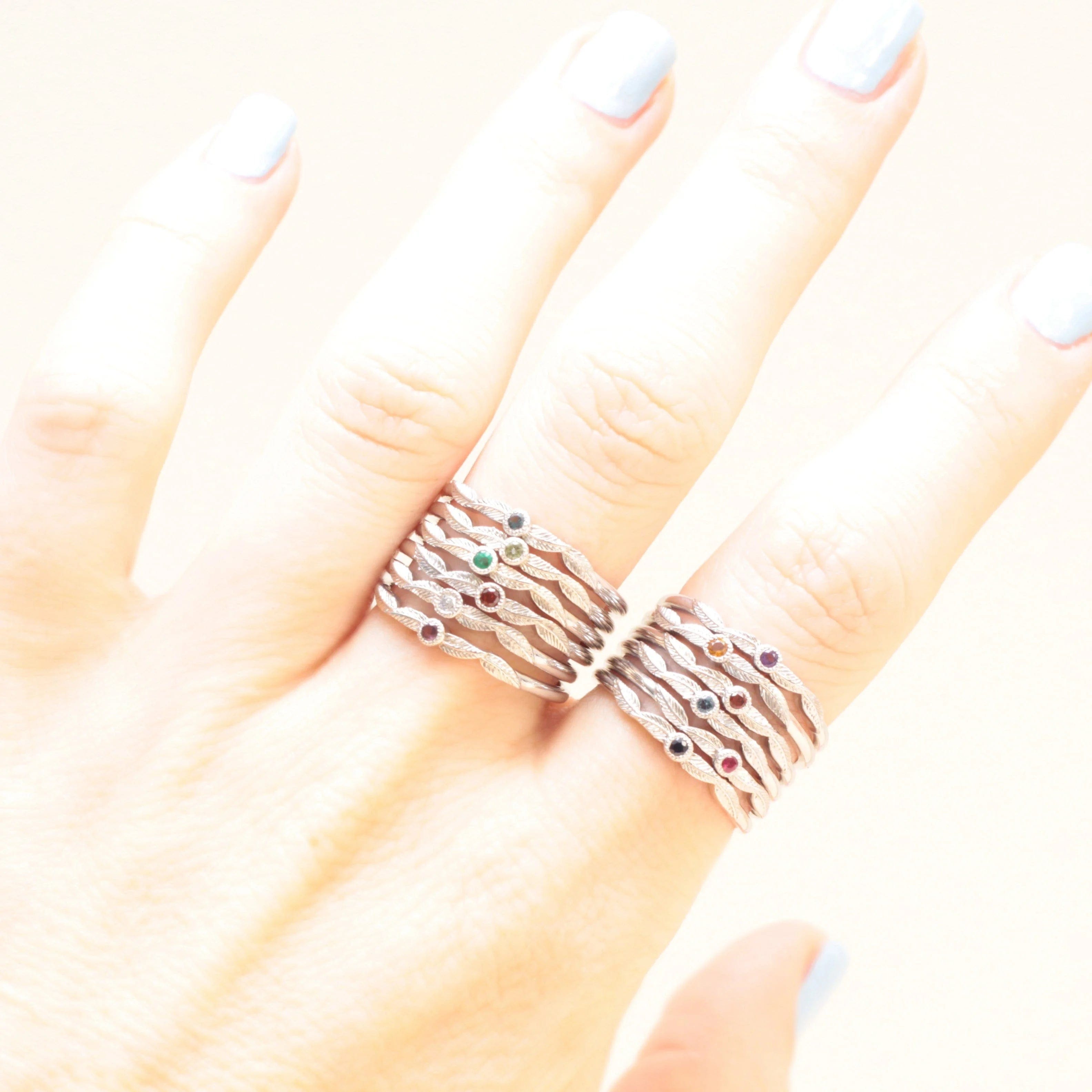 Aquamarine Birthstone Leaf Ring - Vinny & Charles