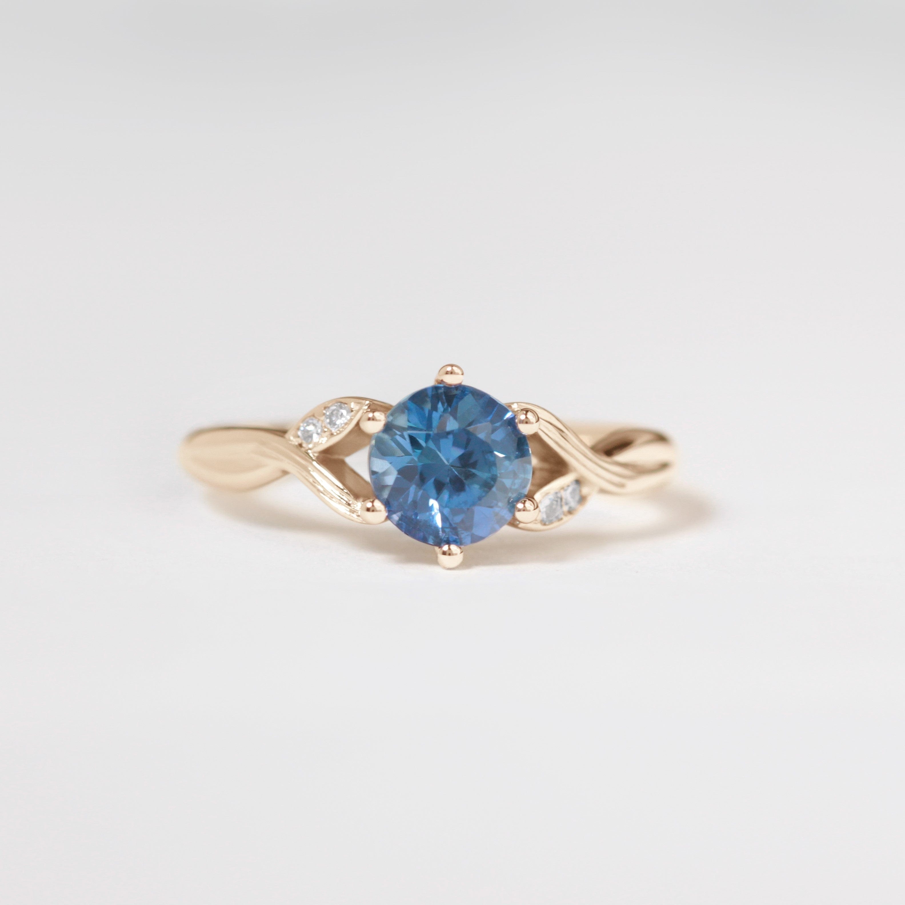 Elaria Lab-Created Blue Sapphire & Diamond Twig Engagement Ring | Nature-Inspired Elvish Design - Vinny & Charles