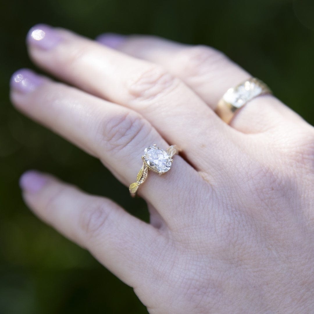 Oval Diamond Leaf Engagement Ring - Vinny & Charles