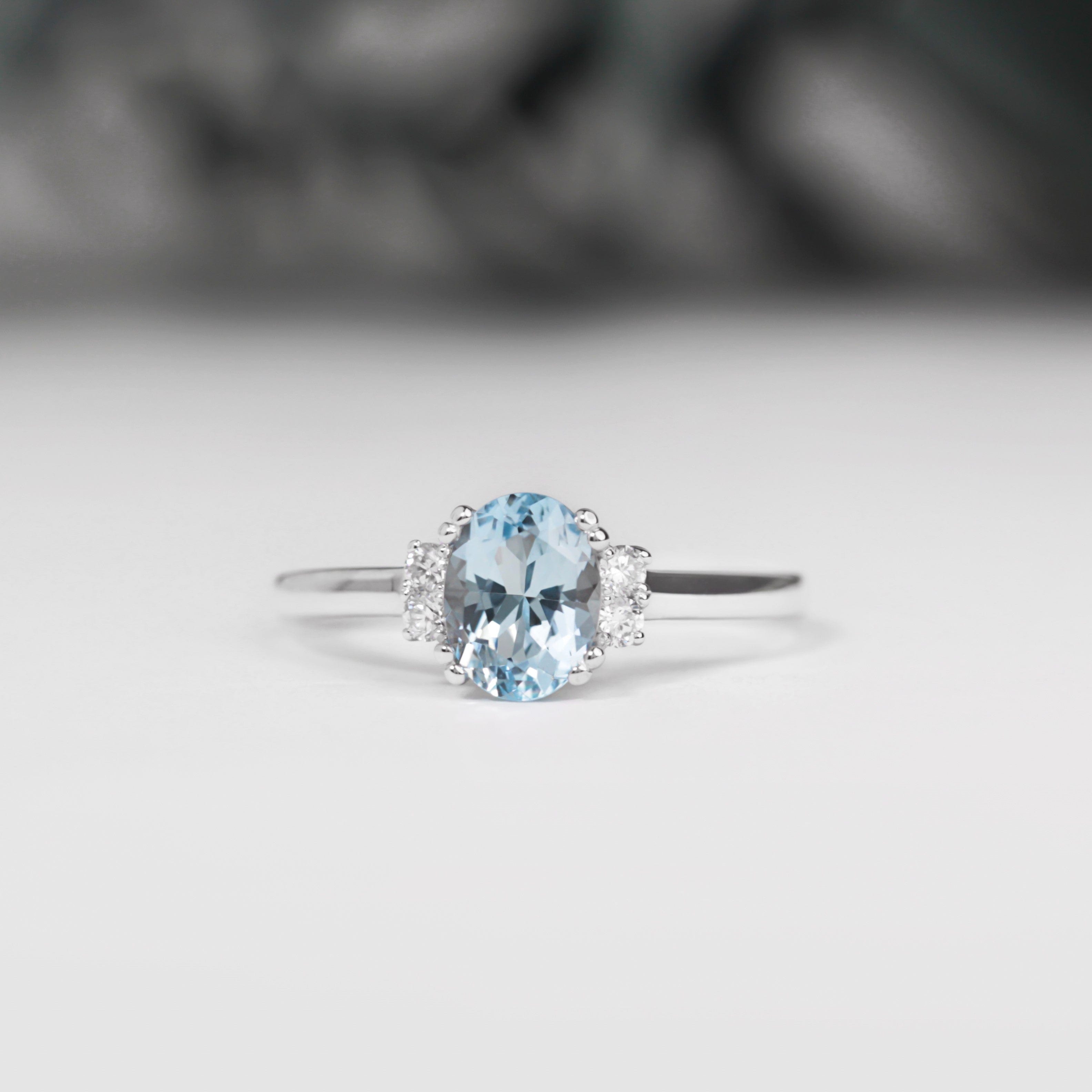 Oval Aquamarine and Diamond Ring - Vinny & Charles