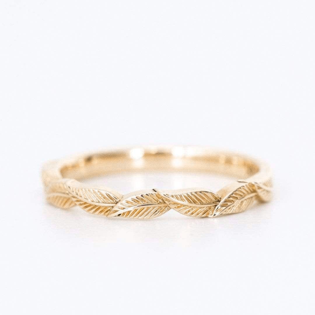 leaf wedding ring yellow gold