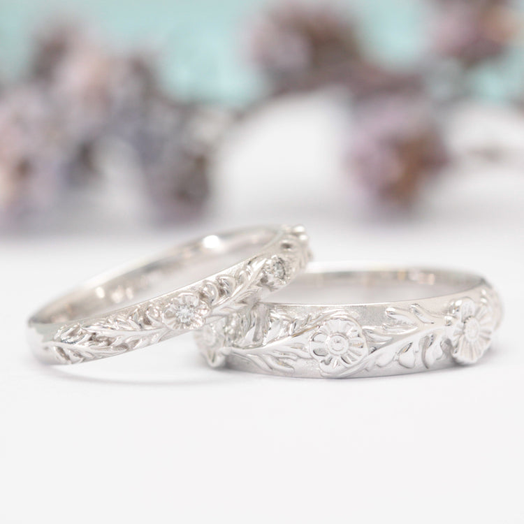 Wide Poppy Trio Wedding Ring - Vinny & Charles