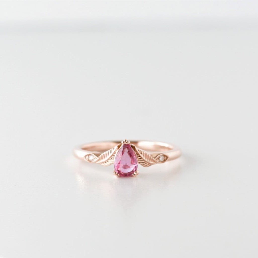 Pink Sapphire Leaf Engagement Ring - Vinny & Charles