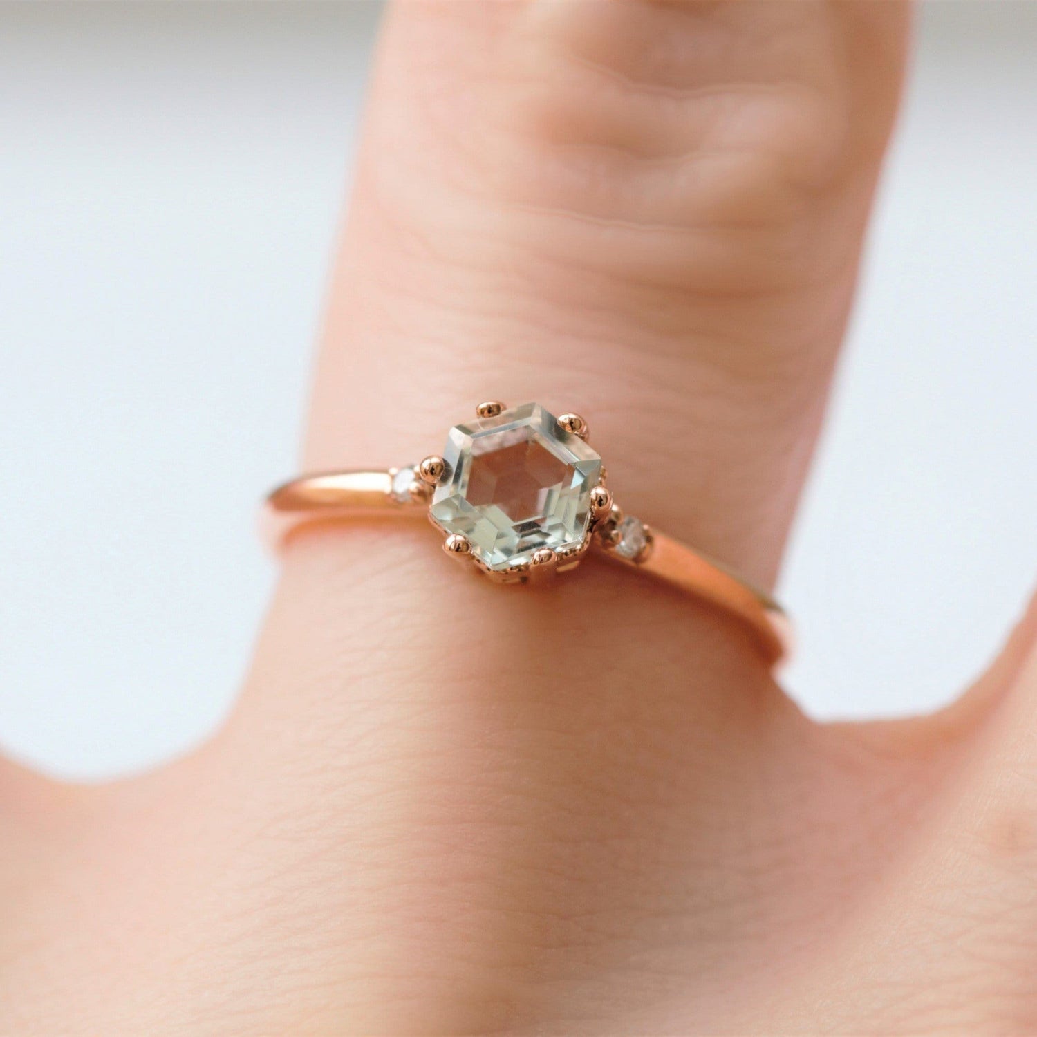 Green amethyst and diamond engagement ring - Vinny & Charles