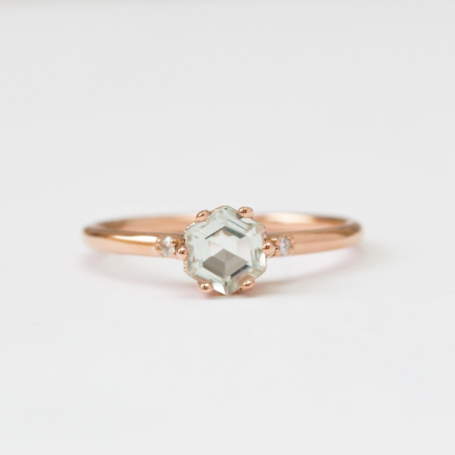 Green amethyst and diamond engagement ring - Vinny & Charles