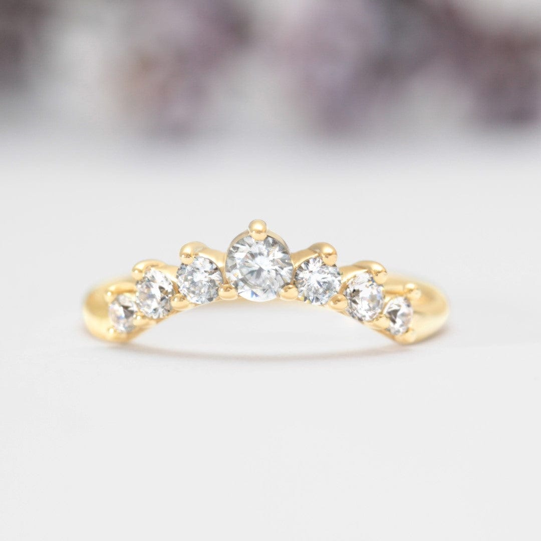 Curved Diamond Crown Wedding Band - Vinny & Charles