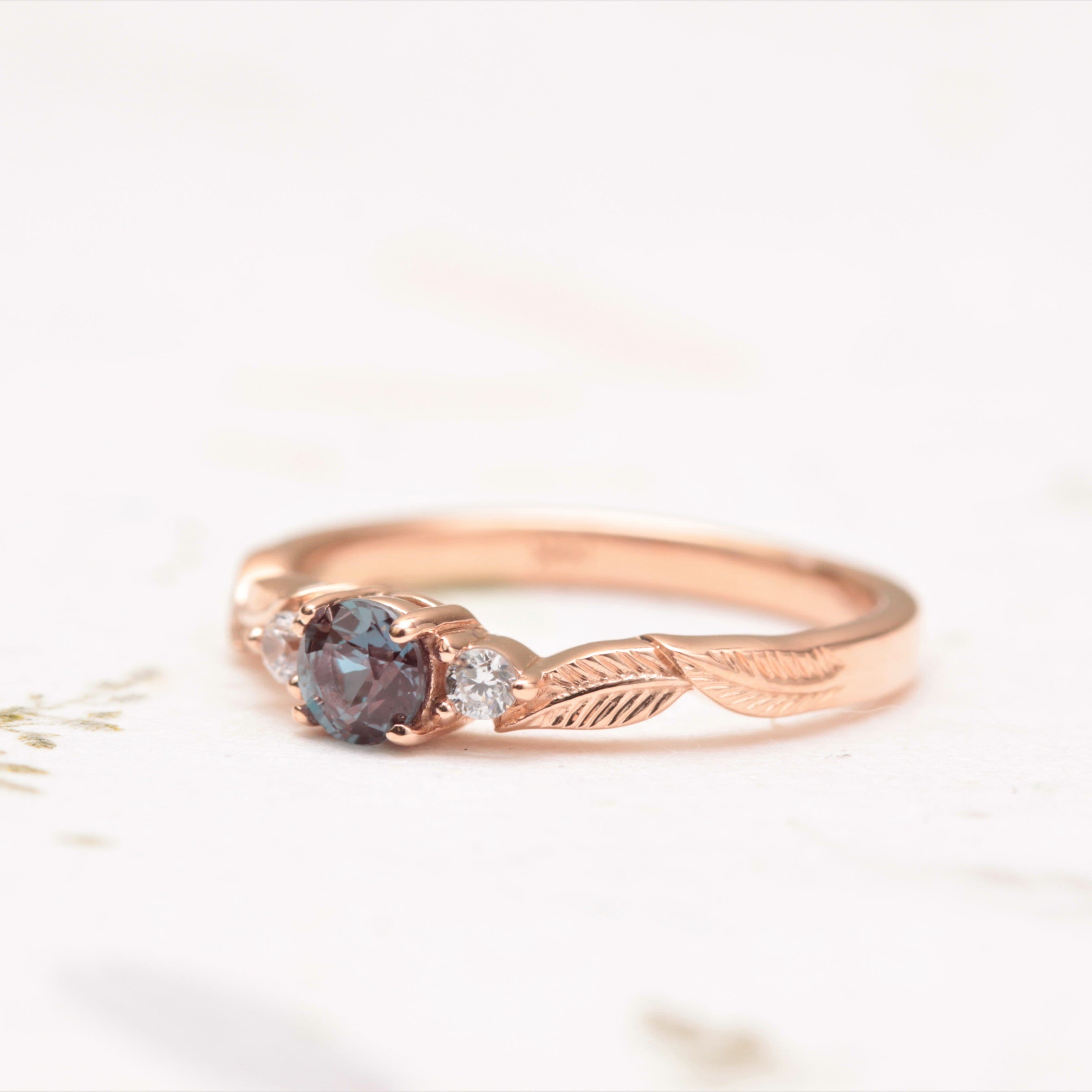 Alexandrite Leaf Engagement Ring - Vinny & Charles
