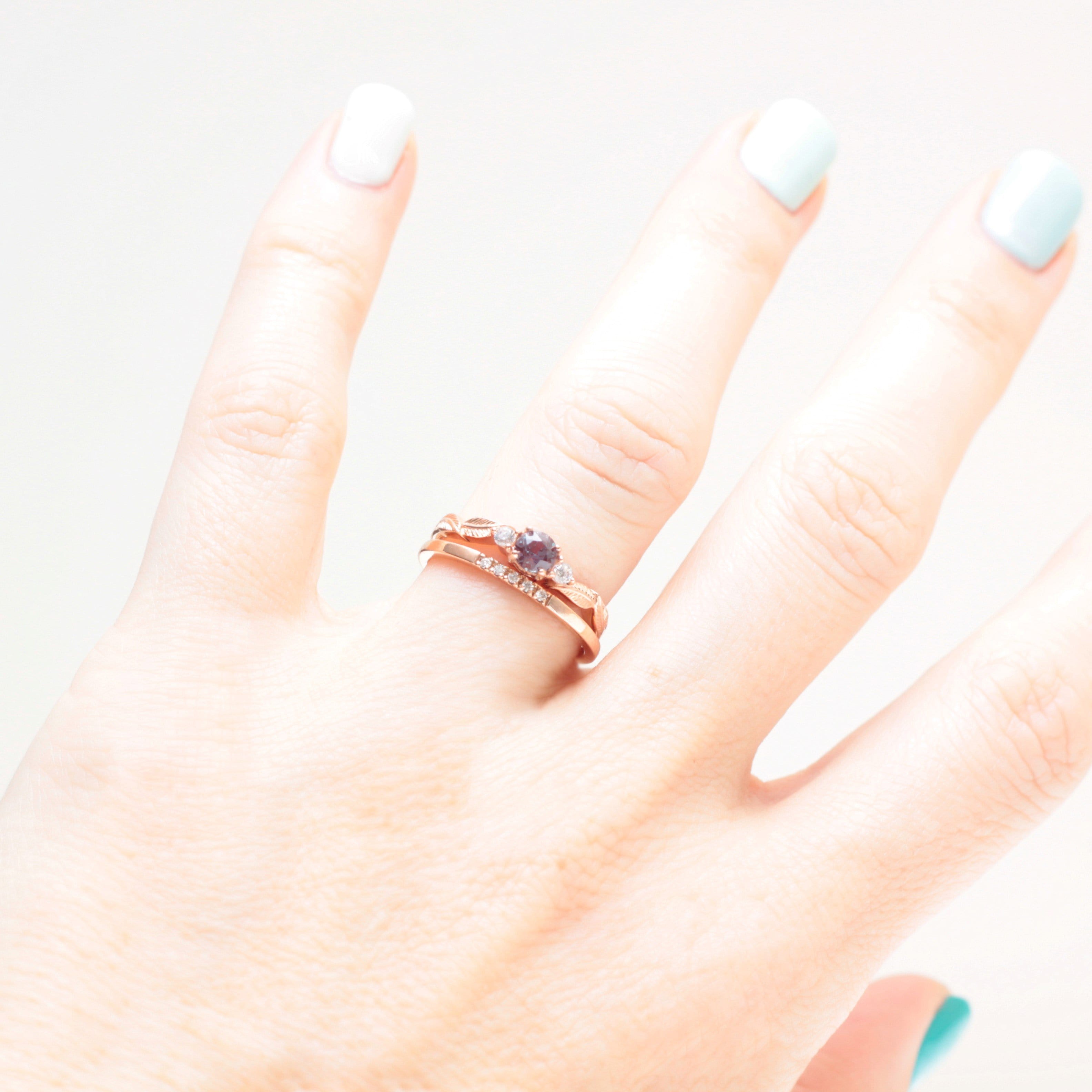 Alexandrite Leaf Engagement Ring - Vinny & Charles