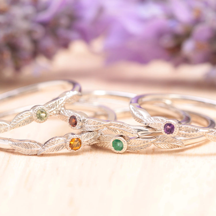 Amethyst Birthstone Leaf Ring - Vinny & Charles