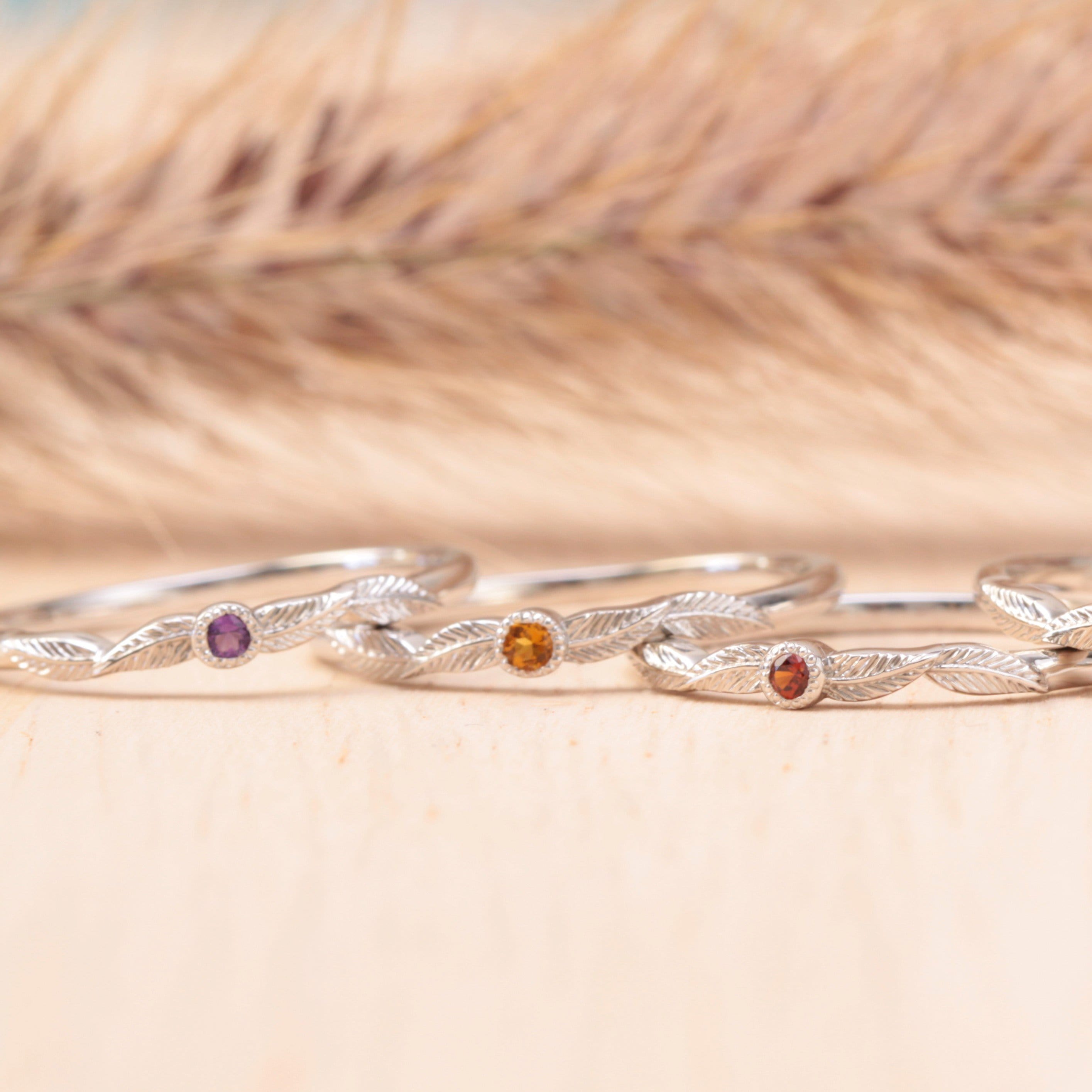 Pink Tourmaline Birthstone Leaf Ring - Vinny & Charles