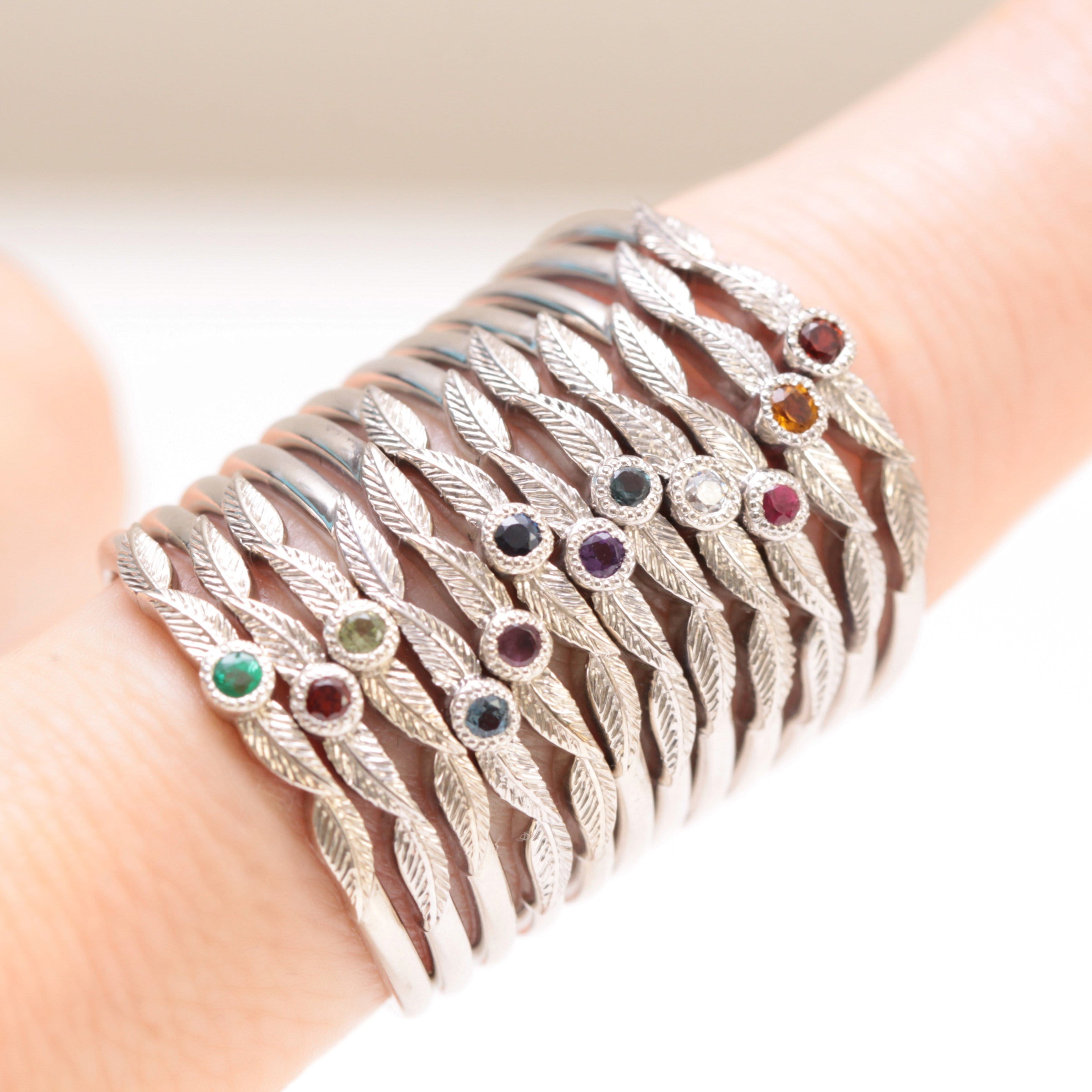 Sapphire Birthstone Leaf Ring - Vinny & Charles