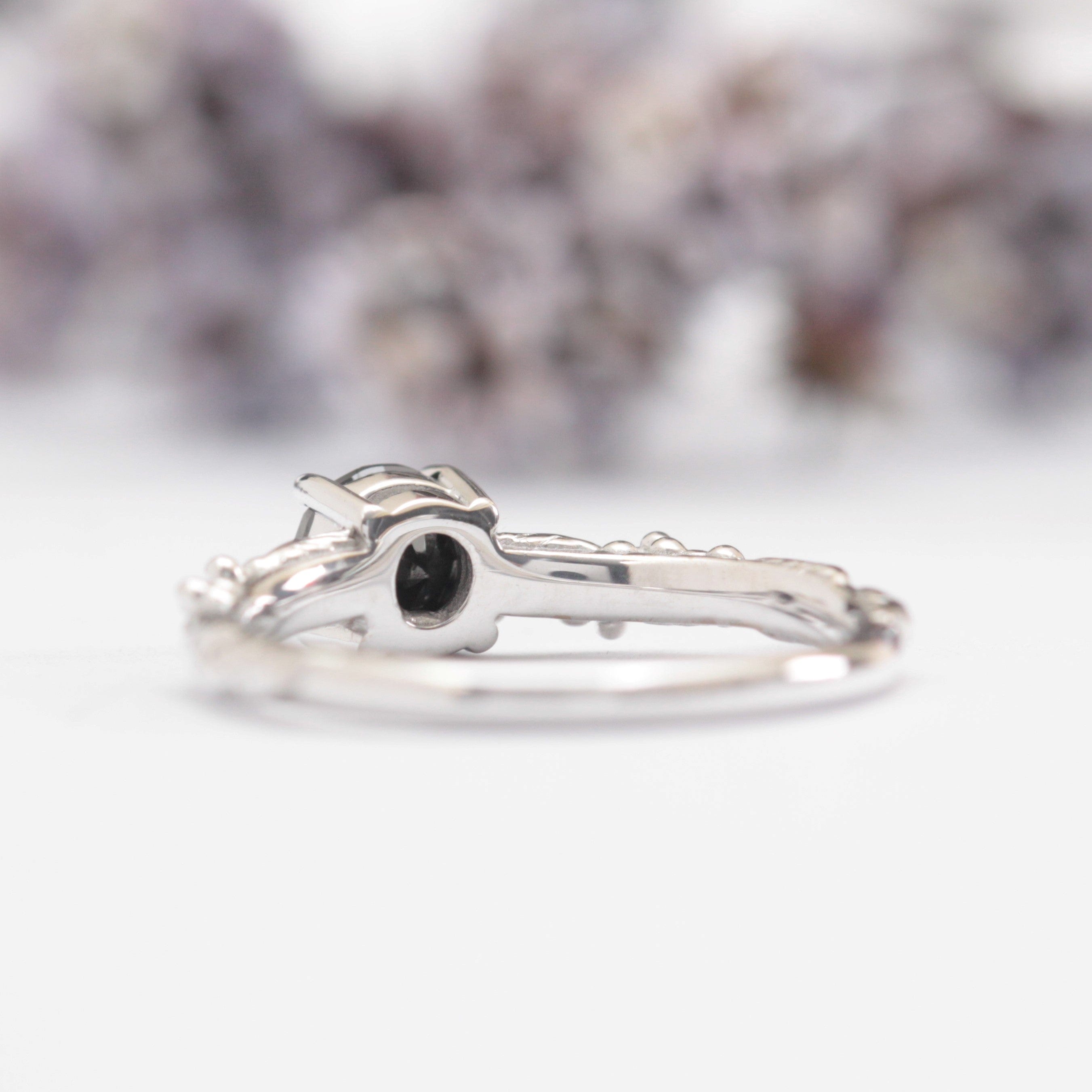 Black Diamond Wattle Leaf Engagement Ring - Vinny & Charles