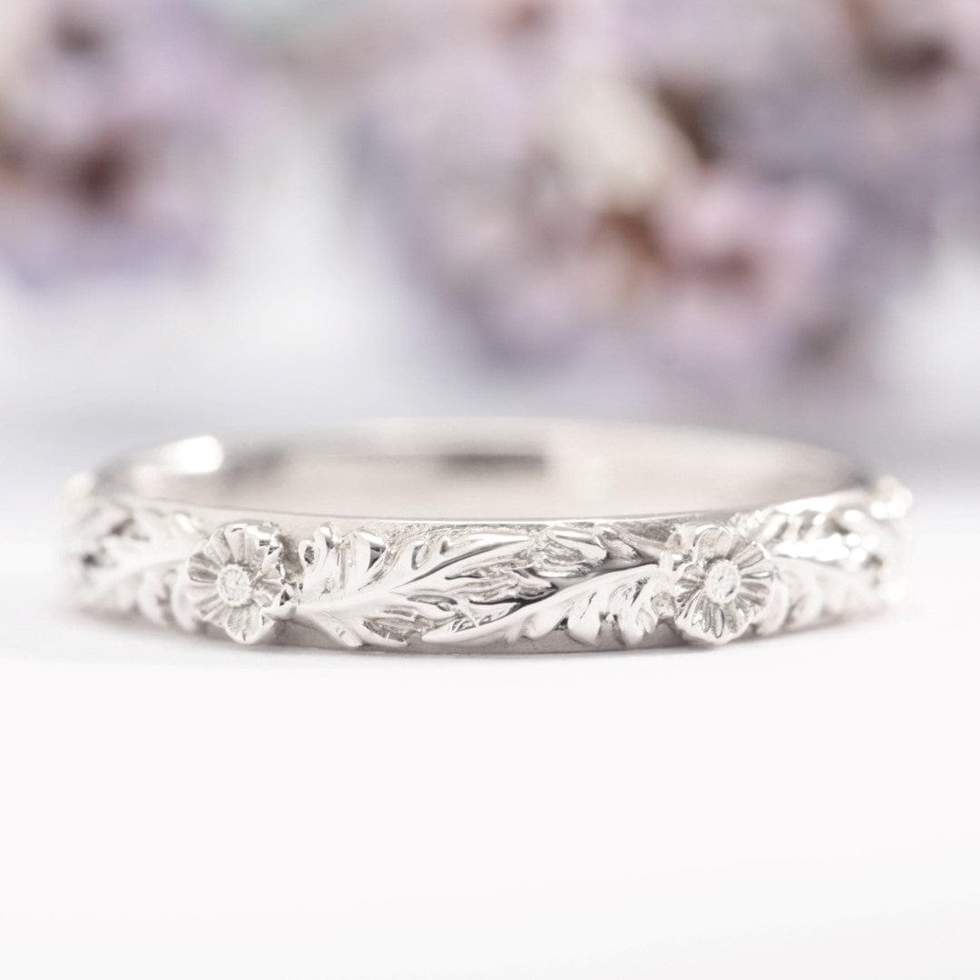 Duo Poppy Flower Leaf Wedding Band - Vinny & Charles