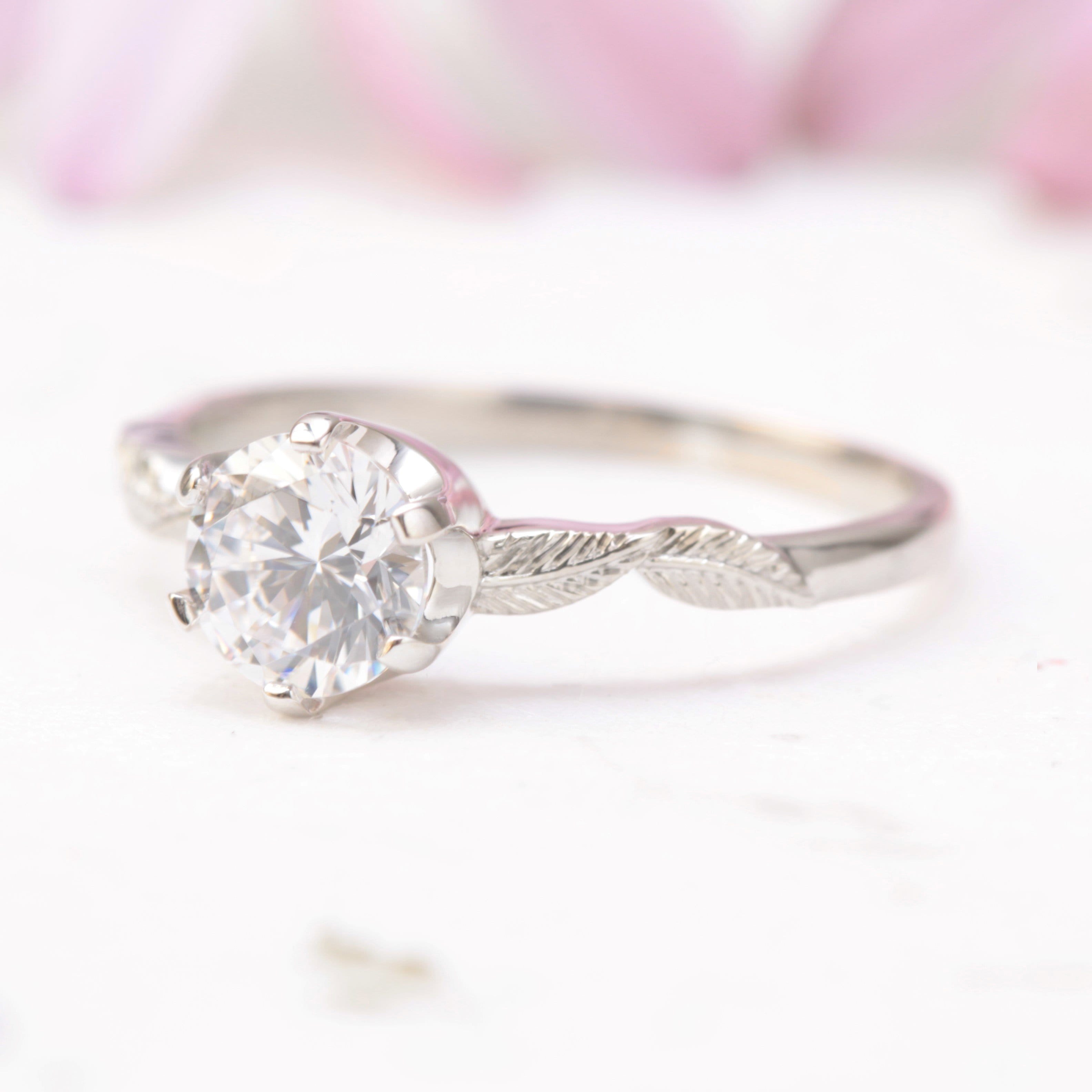 Simple Engagement Ring, Simple Diamond Ring, Leaf and Vine Engagement Ring  Diamond R 308WD -  Canada