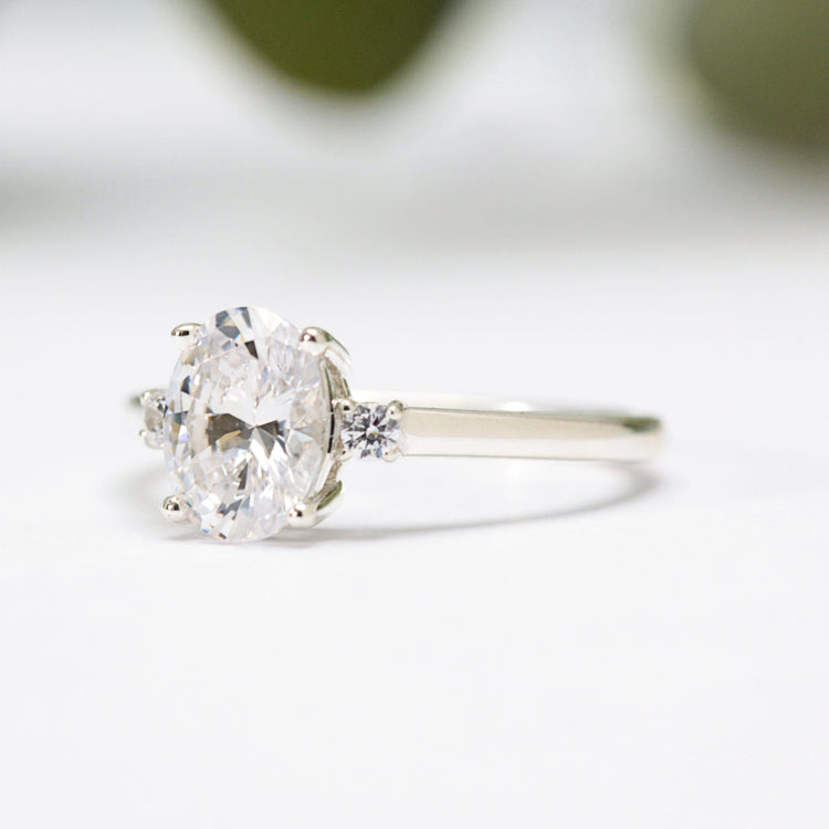 Oval Moissanite Trilogy Ring - Vinny & Charles