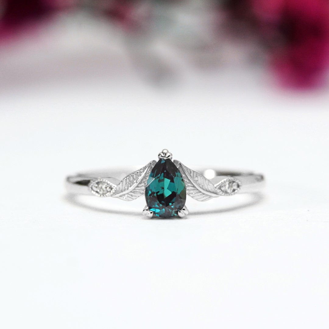 Pear Alexandrite Leaf Engagement Ring - Vinny & Charles