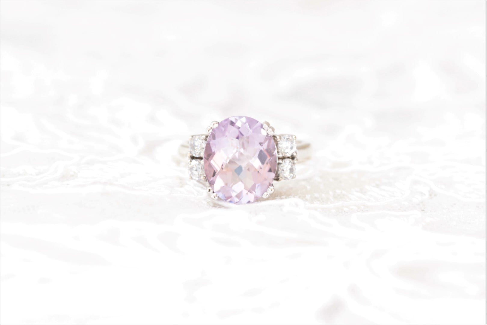 Pink amethyst diamond engagement ring - Vinny & Charles
