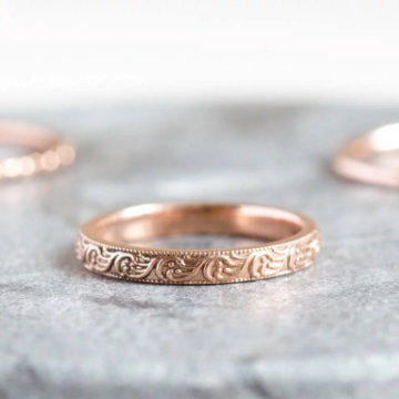 Patterned Rose Gold Wedding Ring - Vinny & Charles