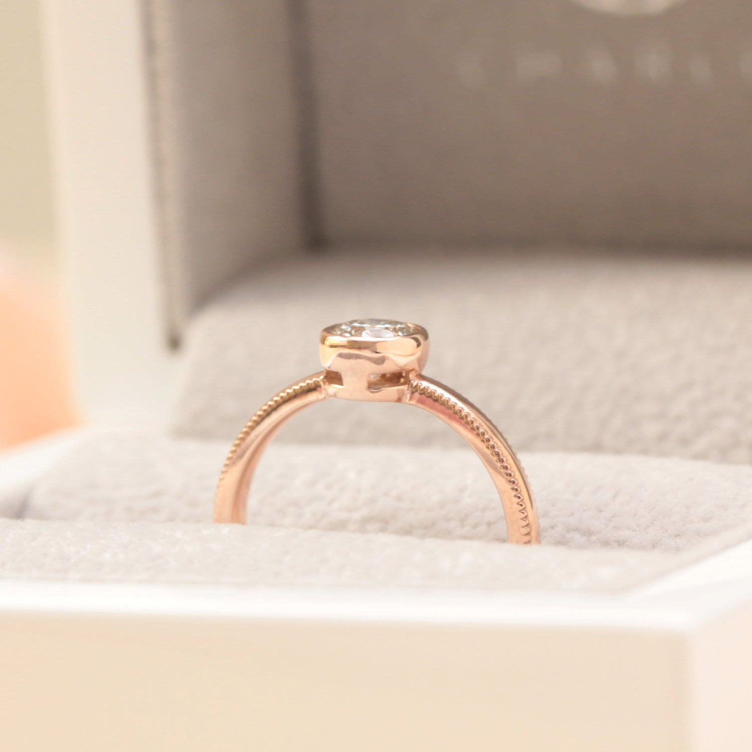 Milgrain diamond engagement ring - Vinny & Charles
