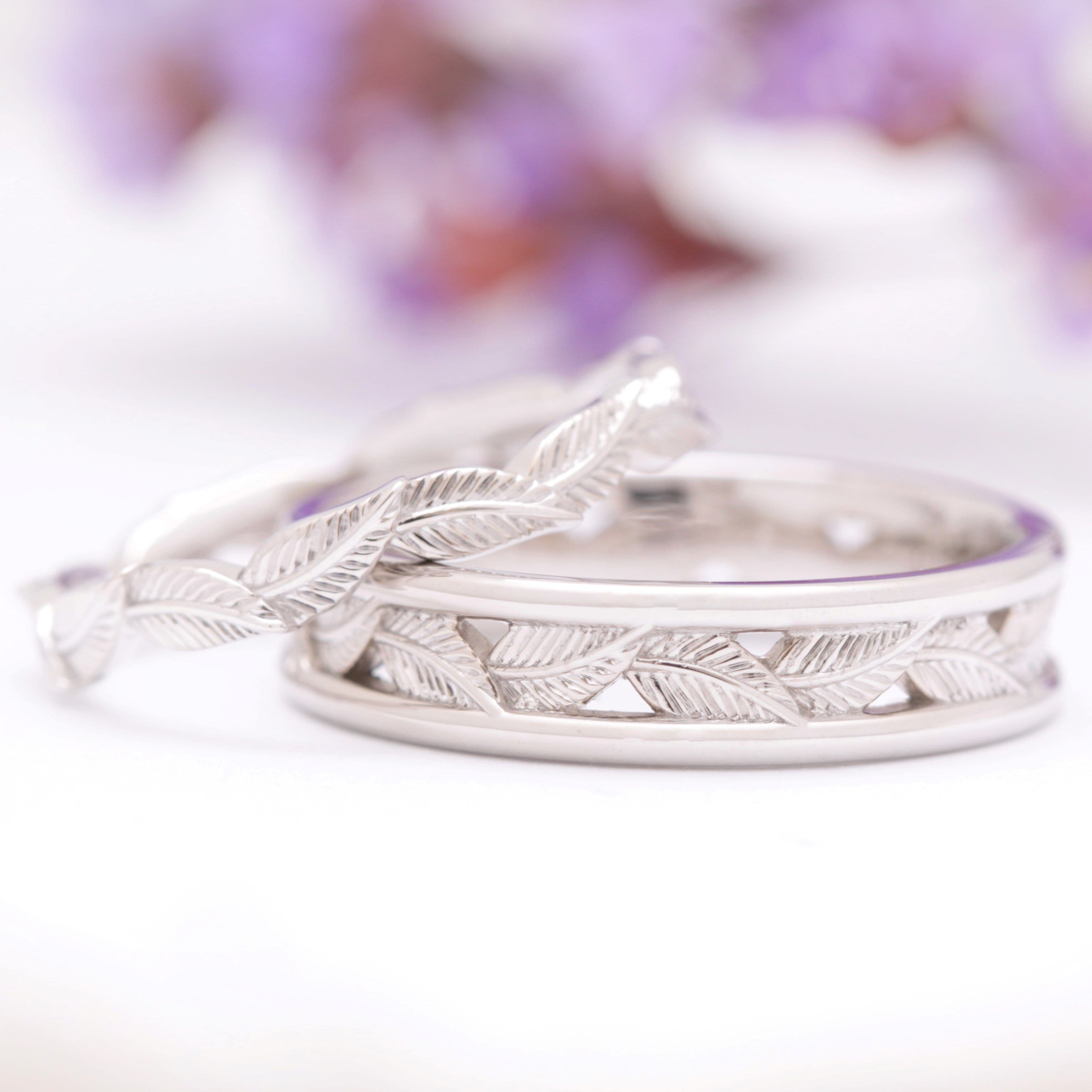 Eternity Leaf Wedding Ring Set - Vinny & Charles