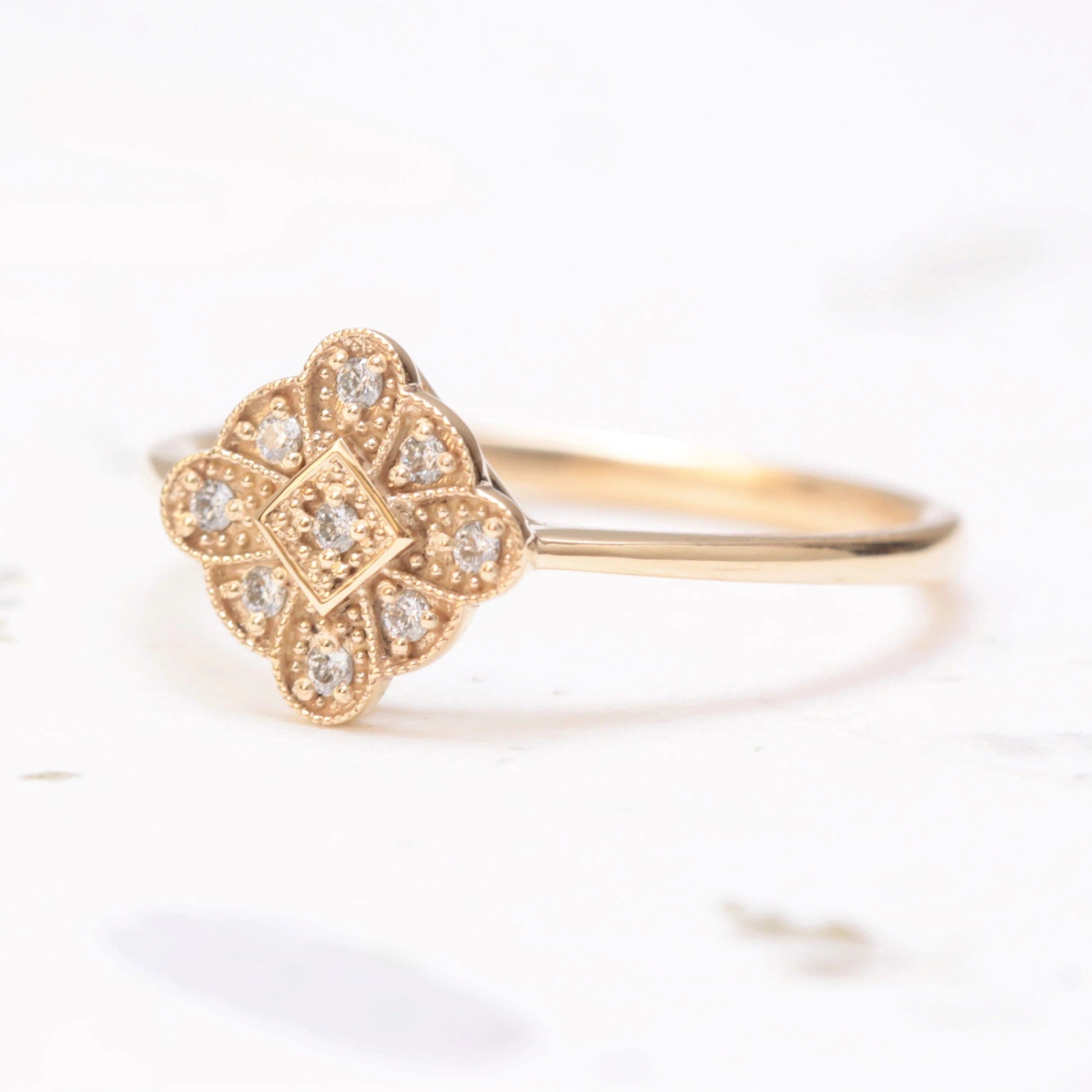 Vintage Style Diamond Engagement Ring