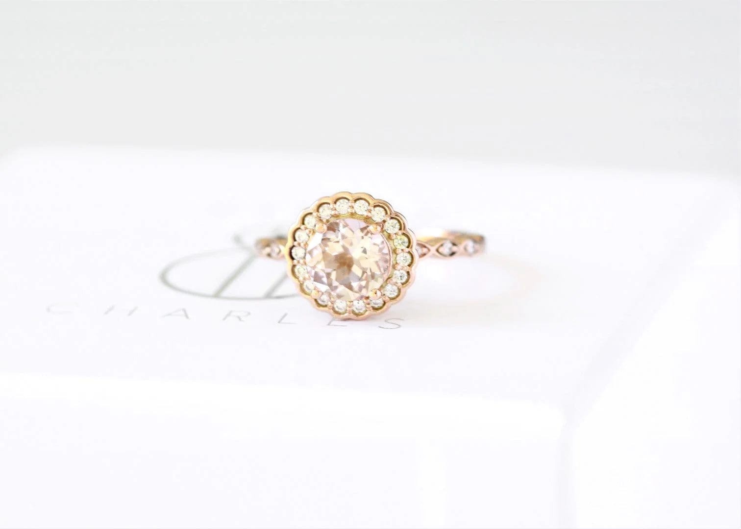 Morganite Halo Engagement Ring