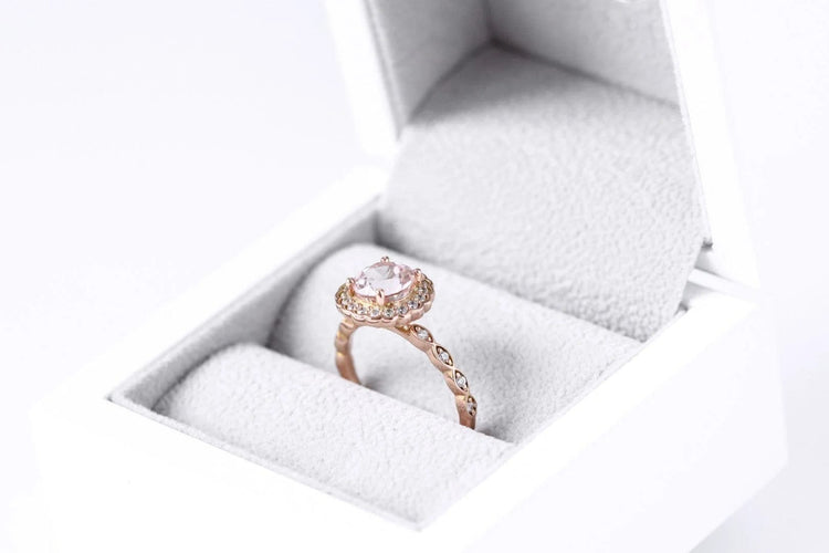 Morganite Halo Engagement Ring