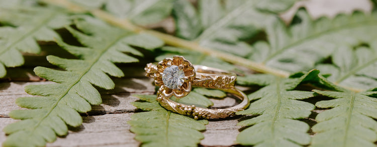 nature inspired engagementring wedding ring