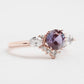 Alexandrite and lab diamond cluster engagement ring