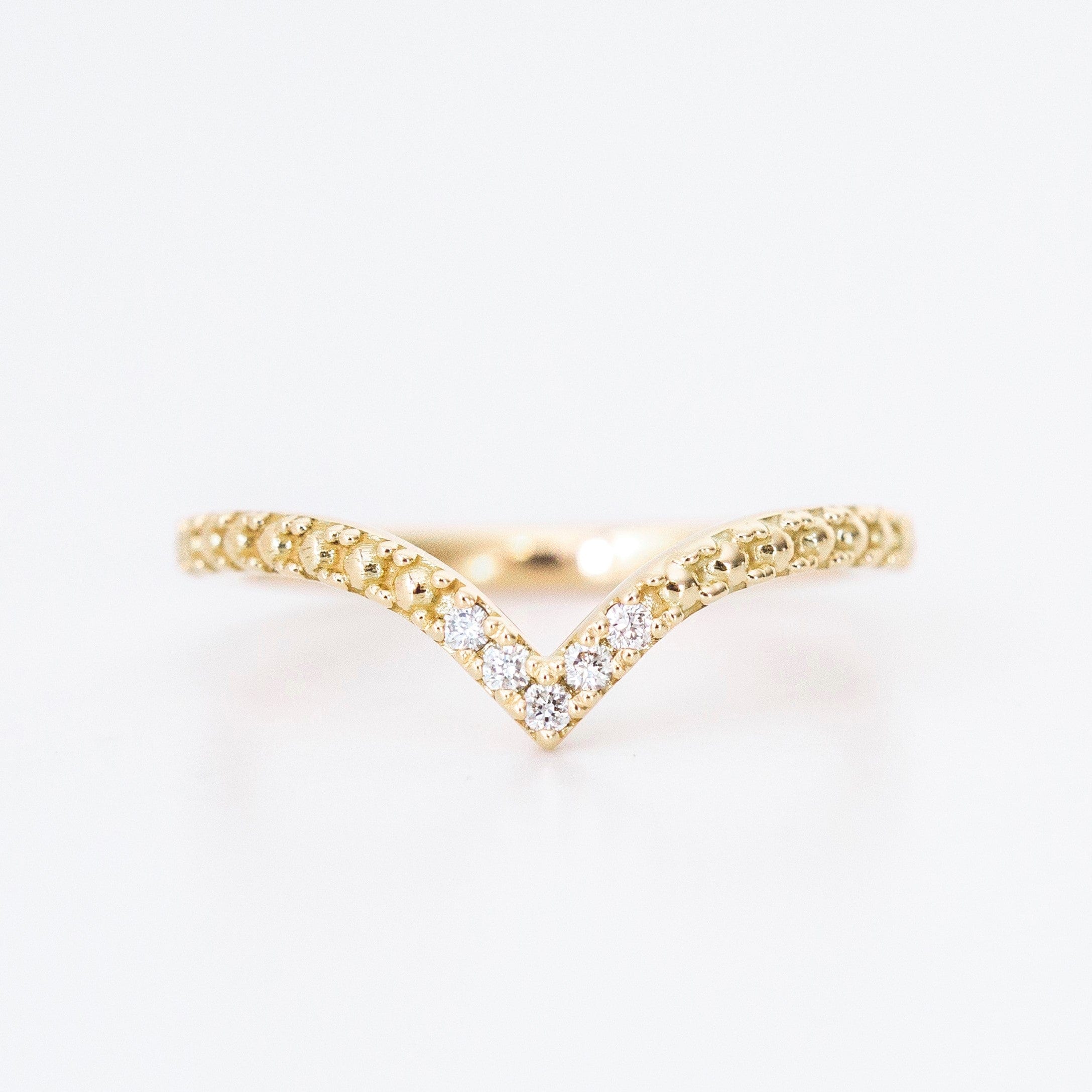Chevron Diamond Beaded Wedding Ring - Vinny &amp; Charles