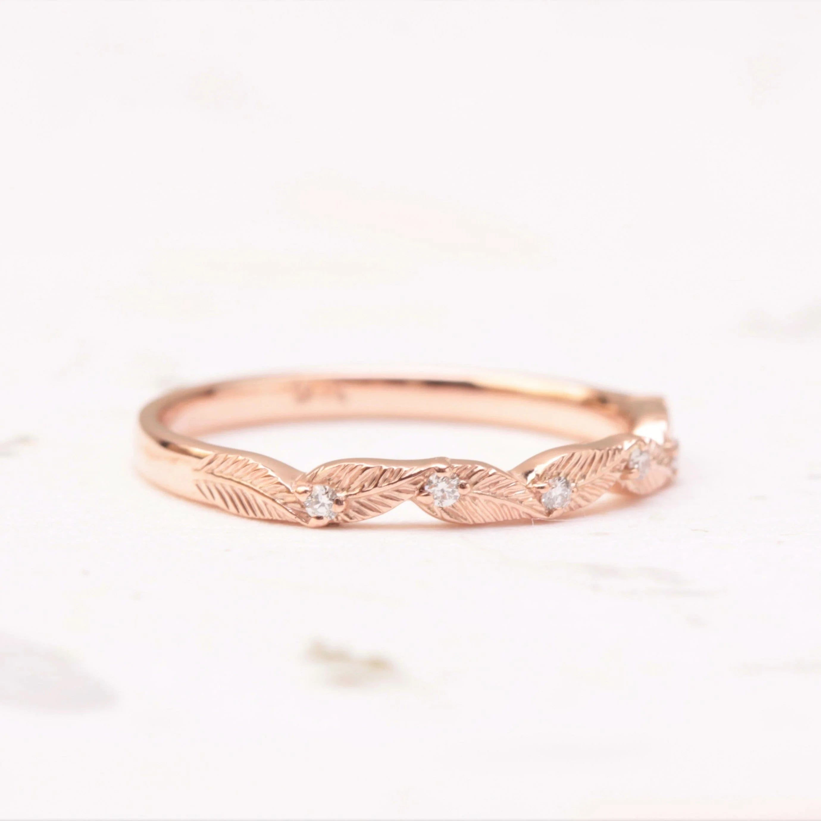 Diamond Leaf Wedding Ring