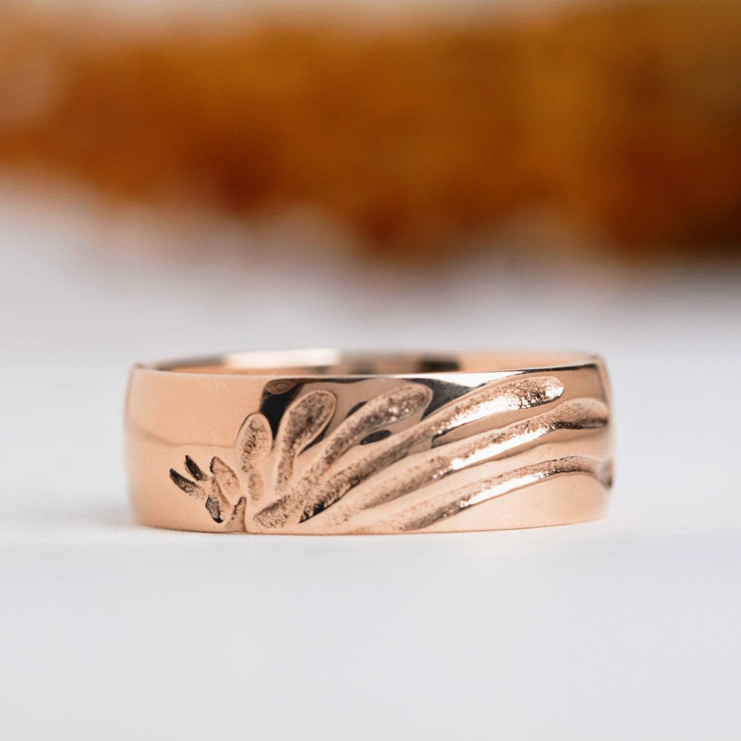 kangaroo paw australian nature wedding band gold