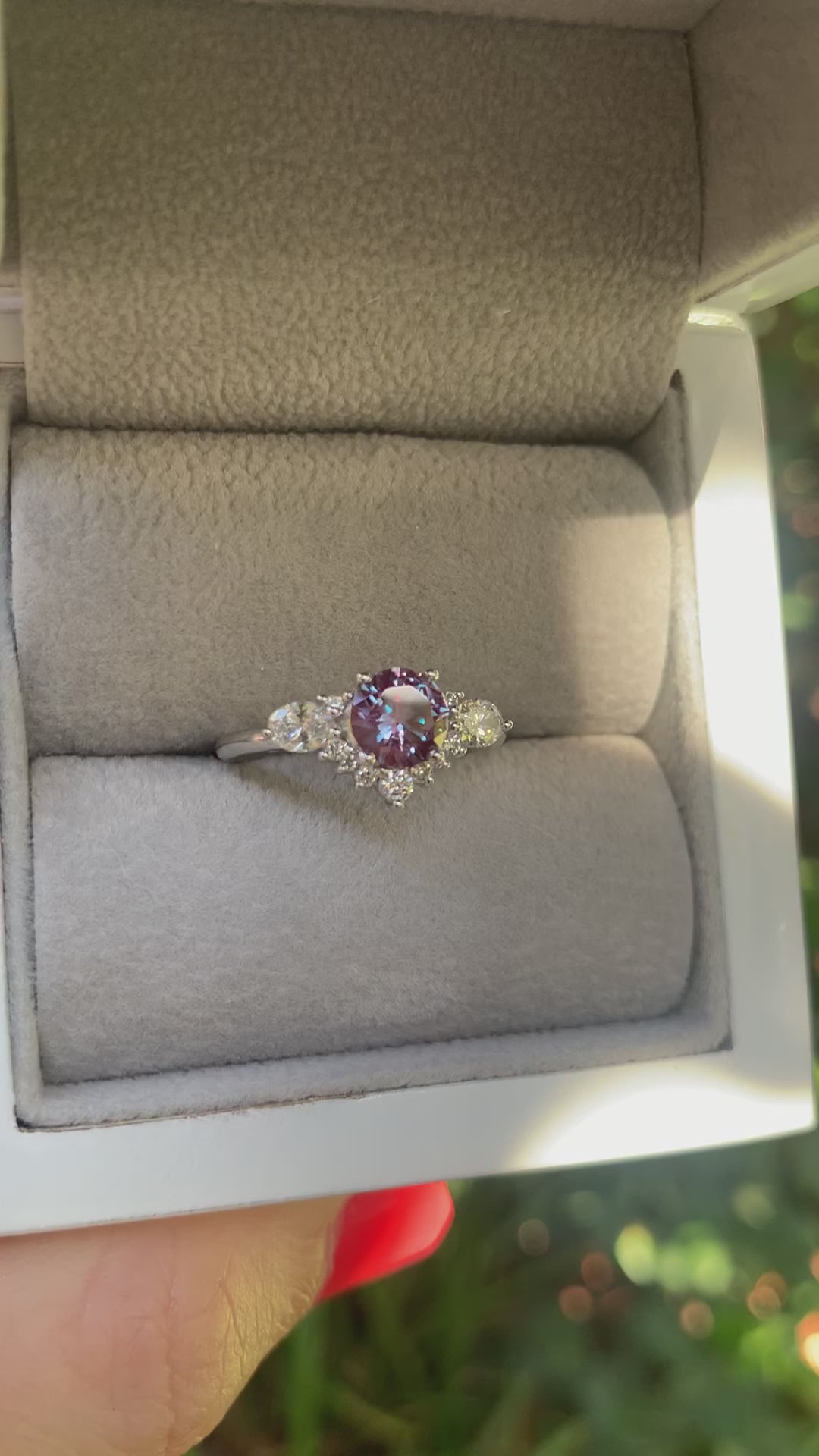 alexandrite and diamond engagement ring white gold