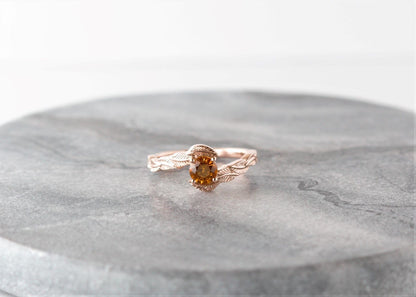 Orange Sapphire Leaf Engagement Ring - Vinny &amp; Charles