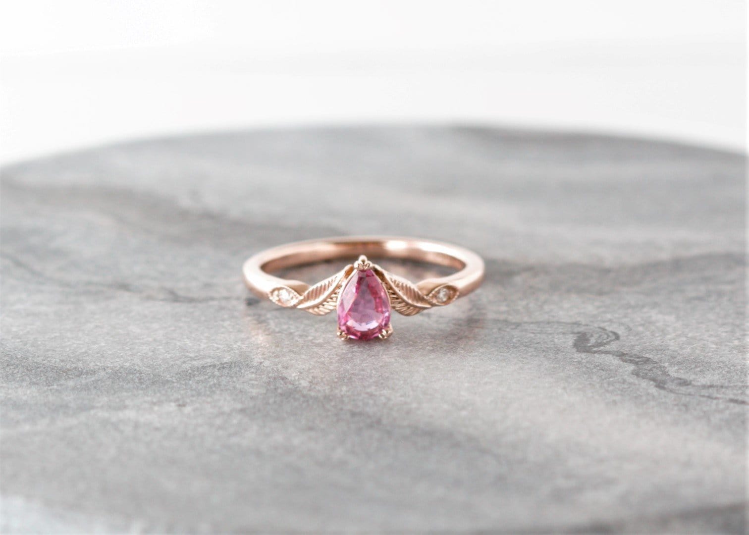 Pink Sapphire Leaf Engagement Ring - Vinny &amp; Charles