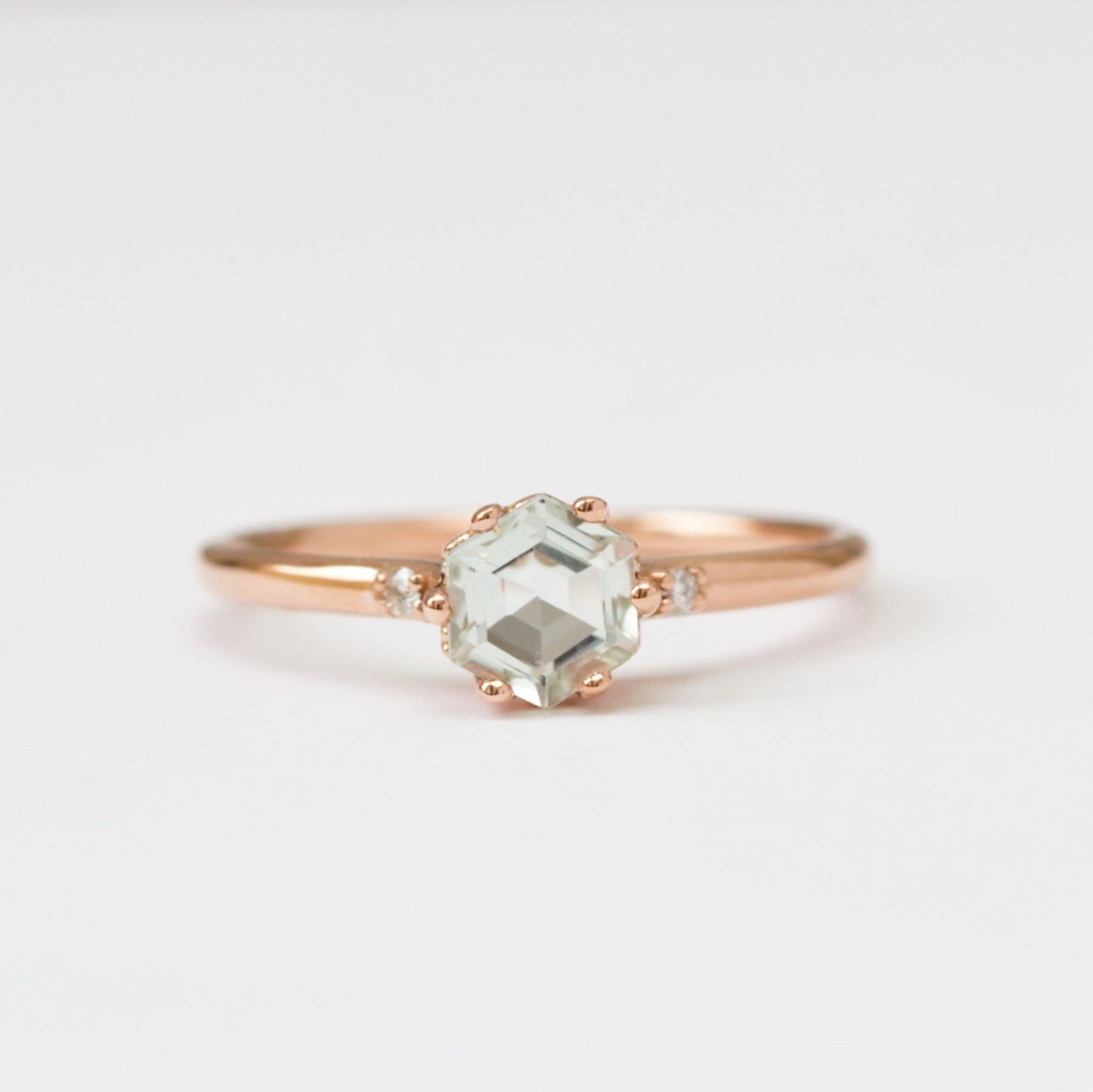 Green amethyst and diamond engagement ring - Vinny &amp; Charles