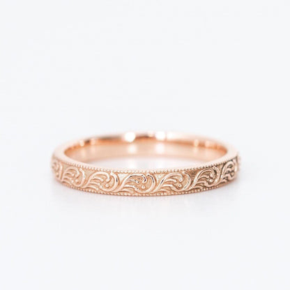 Patterned Rose Gold Wedding Ring - Vinny &amp; Charles