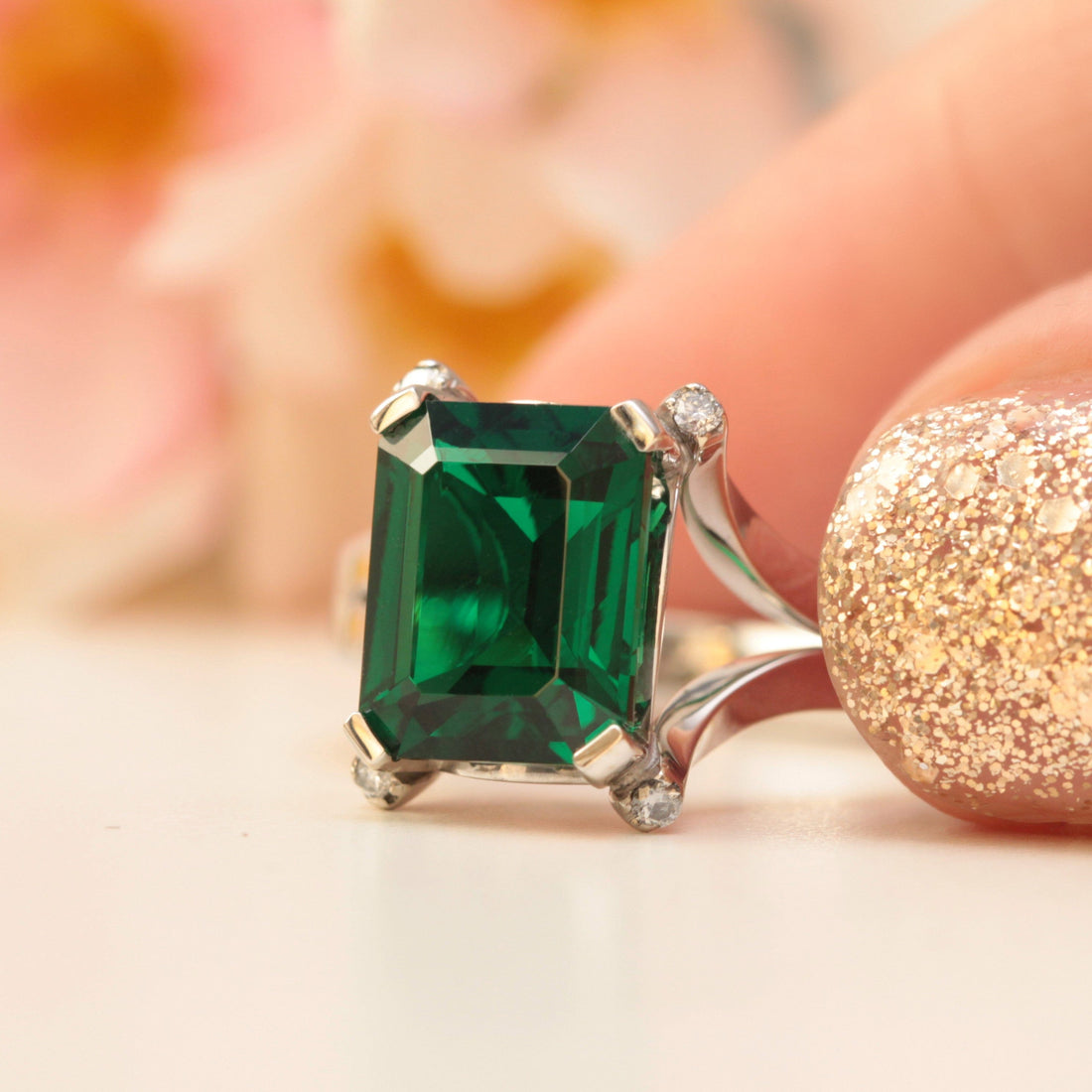 Emerald and Diamond Engagement Ring - Vinny &amp; Charles