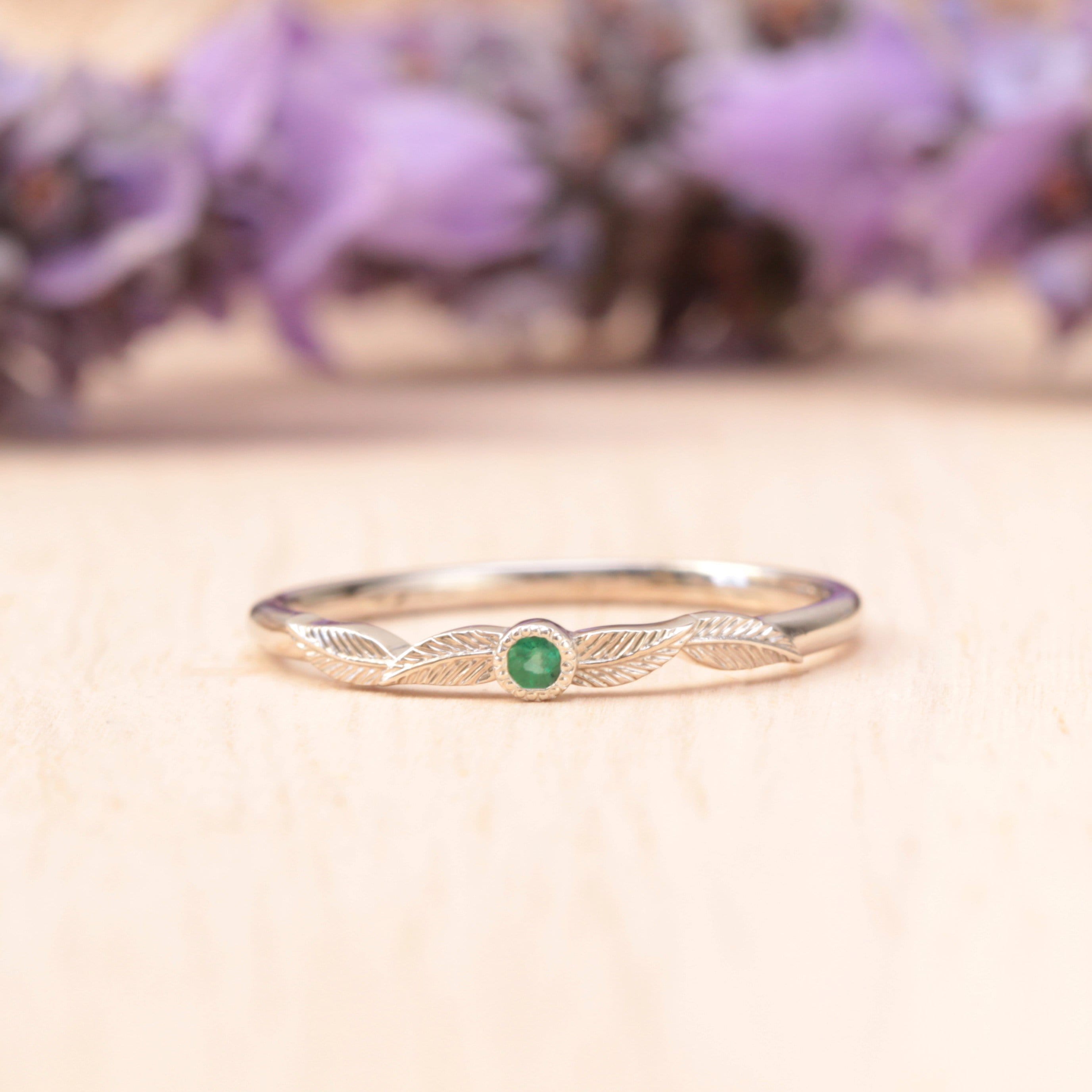 Emerald Birthstone Leaf Ring - Vinny &amp; Charles