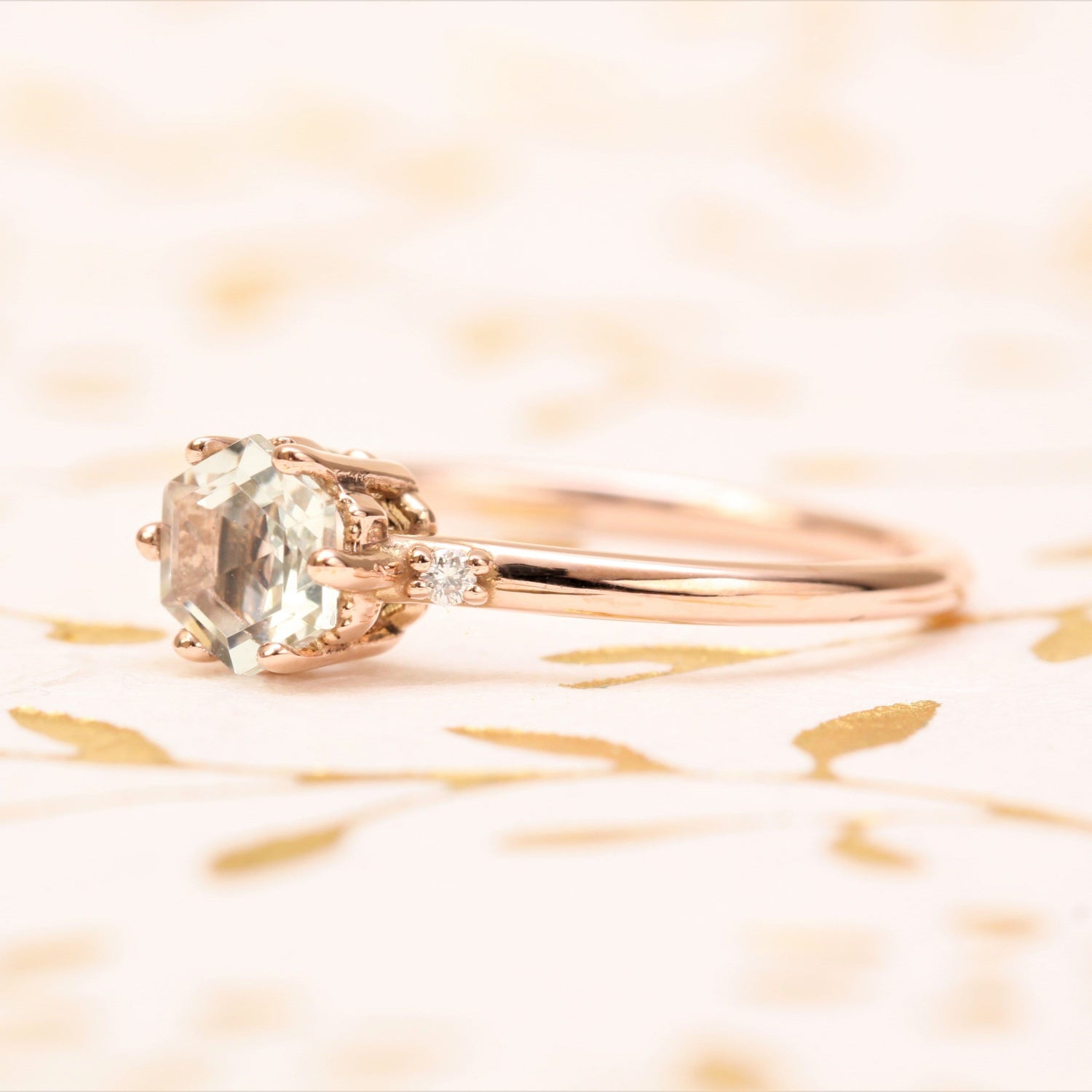 Green amethyst and diamond engagement ring - Vinny & Charles
