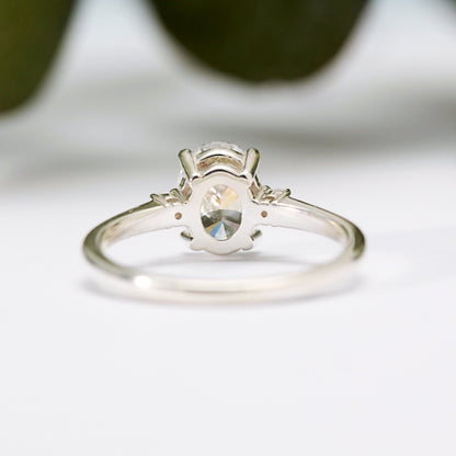 Oval Moissanite Trilogy Ring - Vinny &amp; Charles