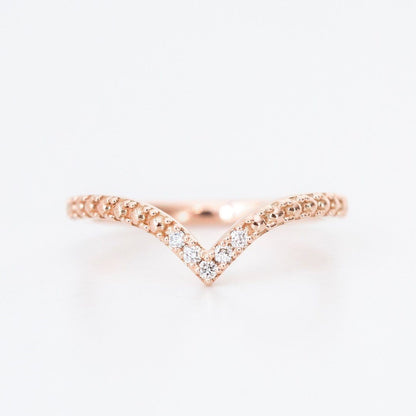 Chevron Diamond Beaded Wedding Ring - Vinny &amp; Charles
