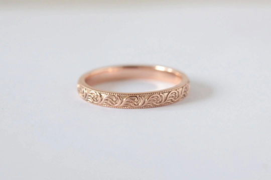 Patterned Rose Gold Wedding Ring - Vinny &amp; Charles