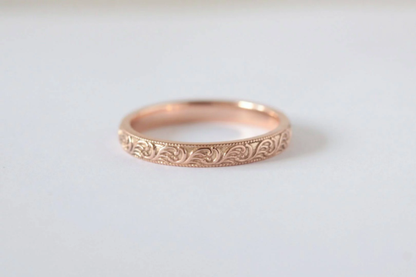 Patterned Rose Gold Wedding Ring - Vinny &amp; Charles