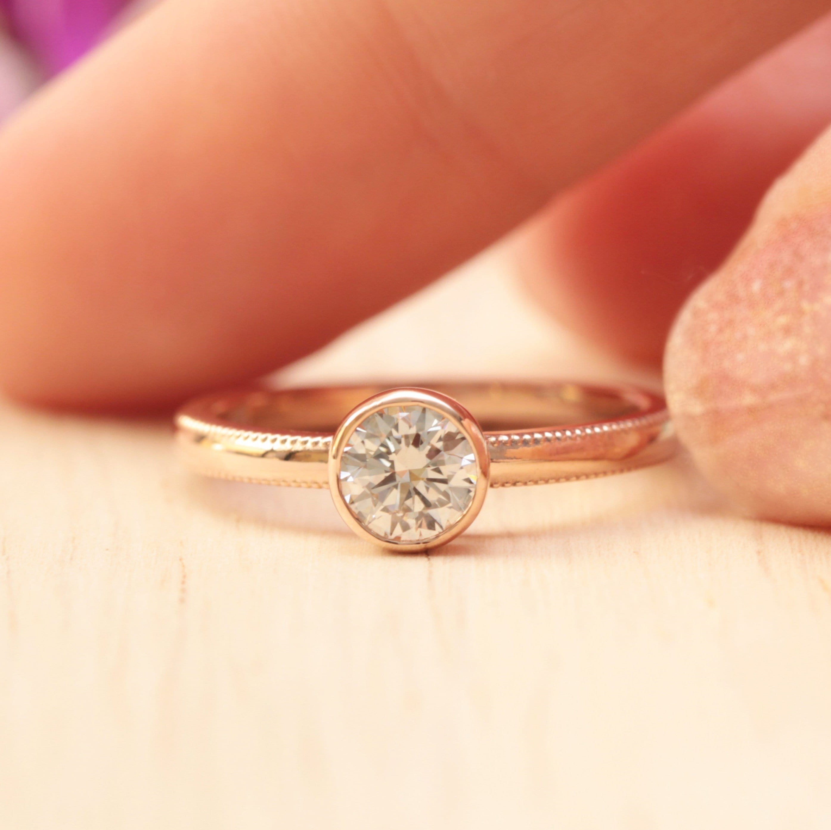 Milgrain diamond engagement ring - Vinny &amp; Charles