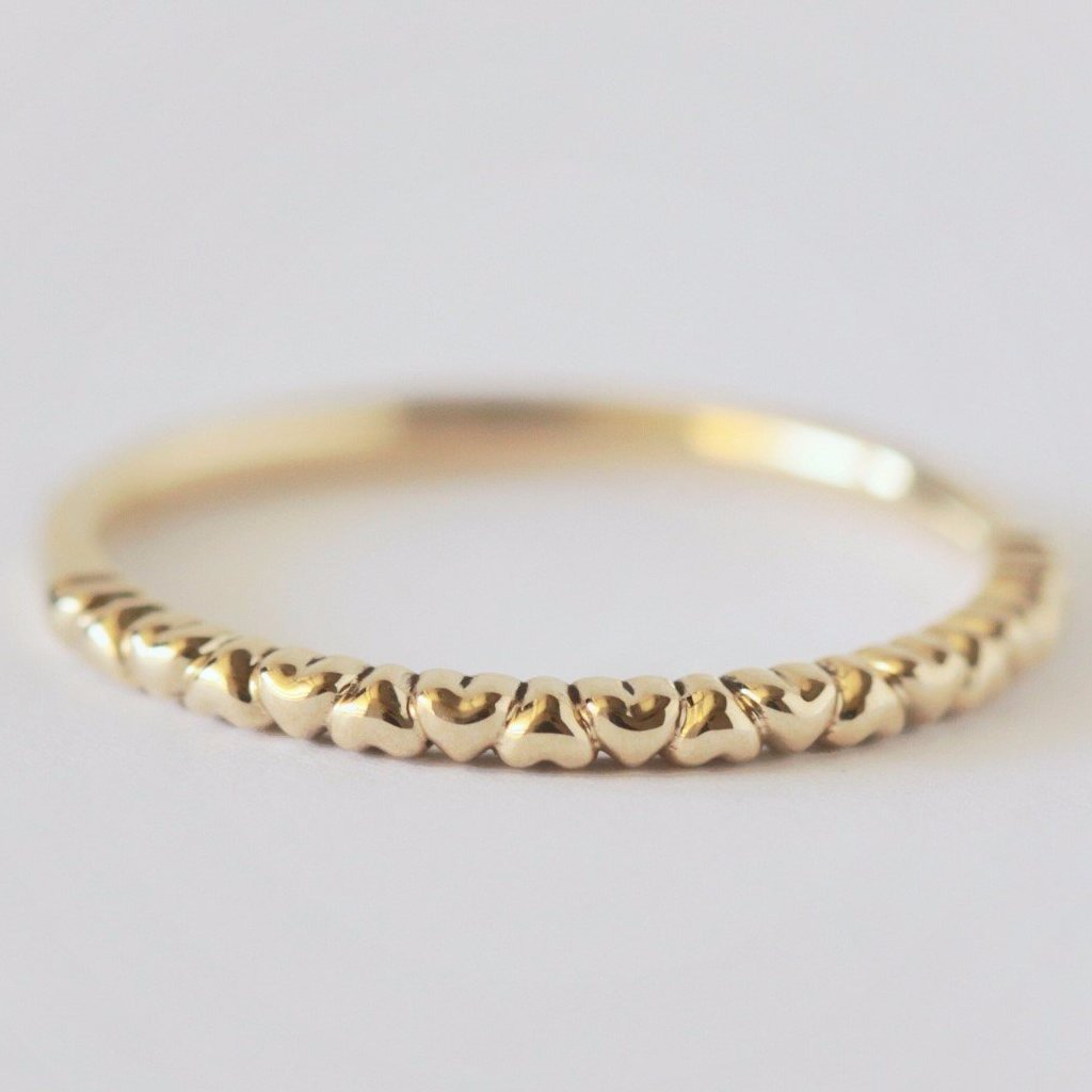 Heart eternity wedding ring in 14k yellow gold - Vinny &amp; Charles